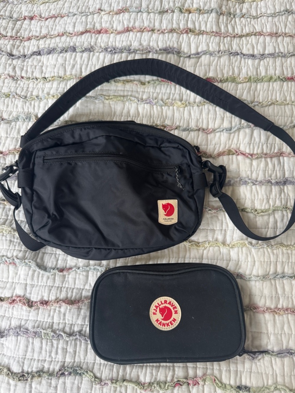 Black Fjallraven crossbody and wallet combo